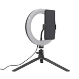 White Shark 1200lm Ringlampe med Stativ & Mobilholder - 20cm - Svart