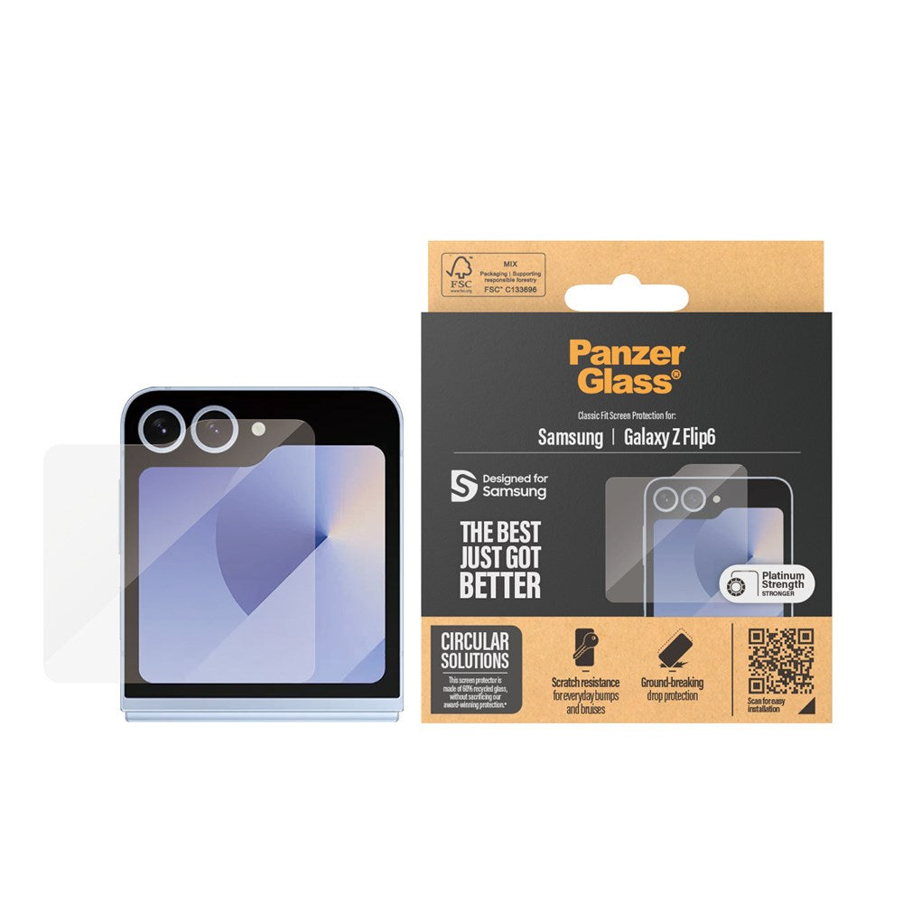 Samsung Galaxy Z Flip7 FE / Flip6 PanzerGlass Sub Screen Classic Fit Skjermbeskyttelse - Platinum Strength - Gjennomsiktig