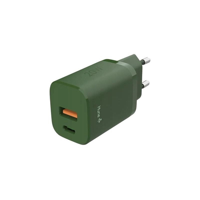 Hune Huron 20W Vegglader med USB-C 1 x USB-A - Grønn