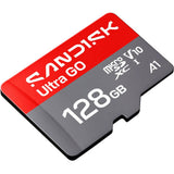 SanDisk MicroSD Ultra Go Minnekort - 128GB - Rød / Grå