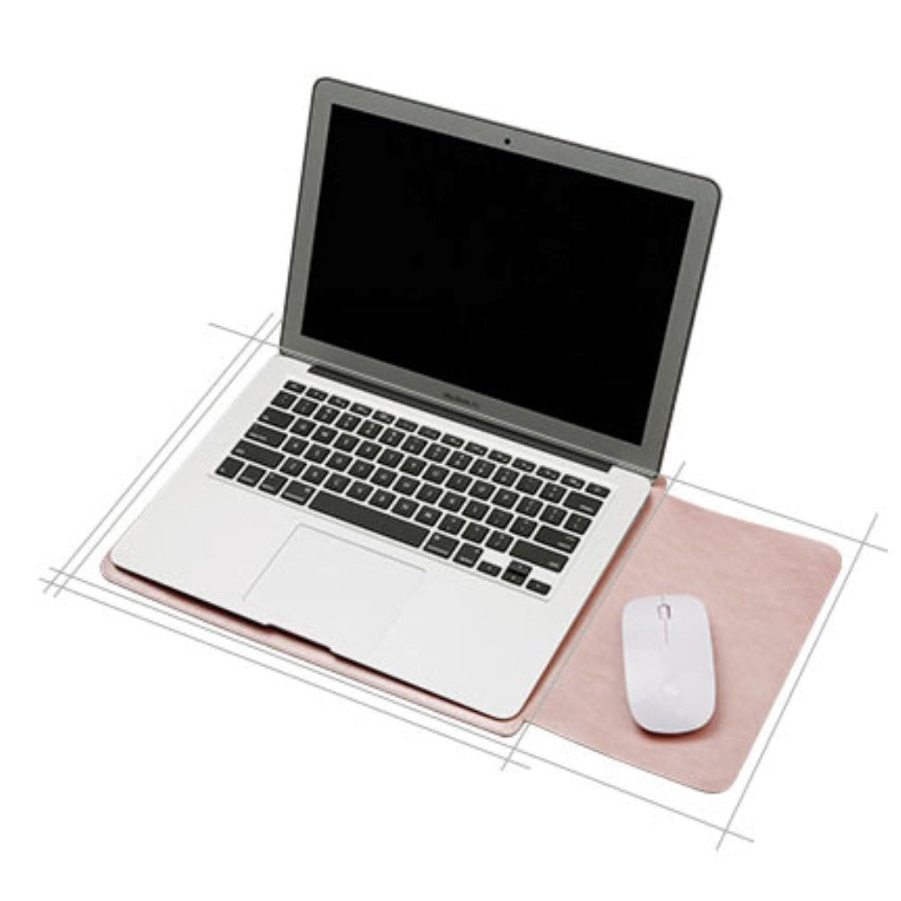 SOYAN MacBook / Laptop 12" (30cm x 22cm x 3mm) Skinn Sleeve m. Musematte - Rosa Gull