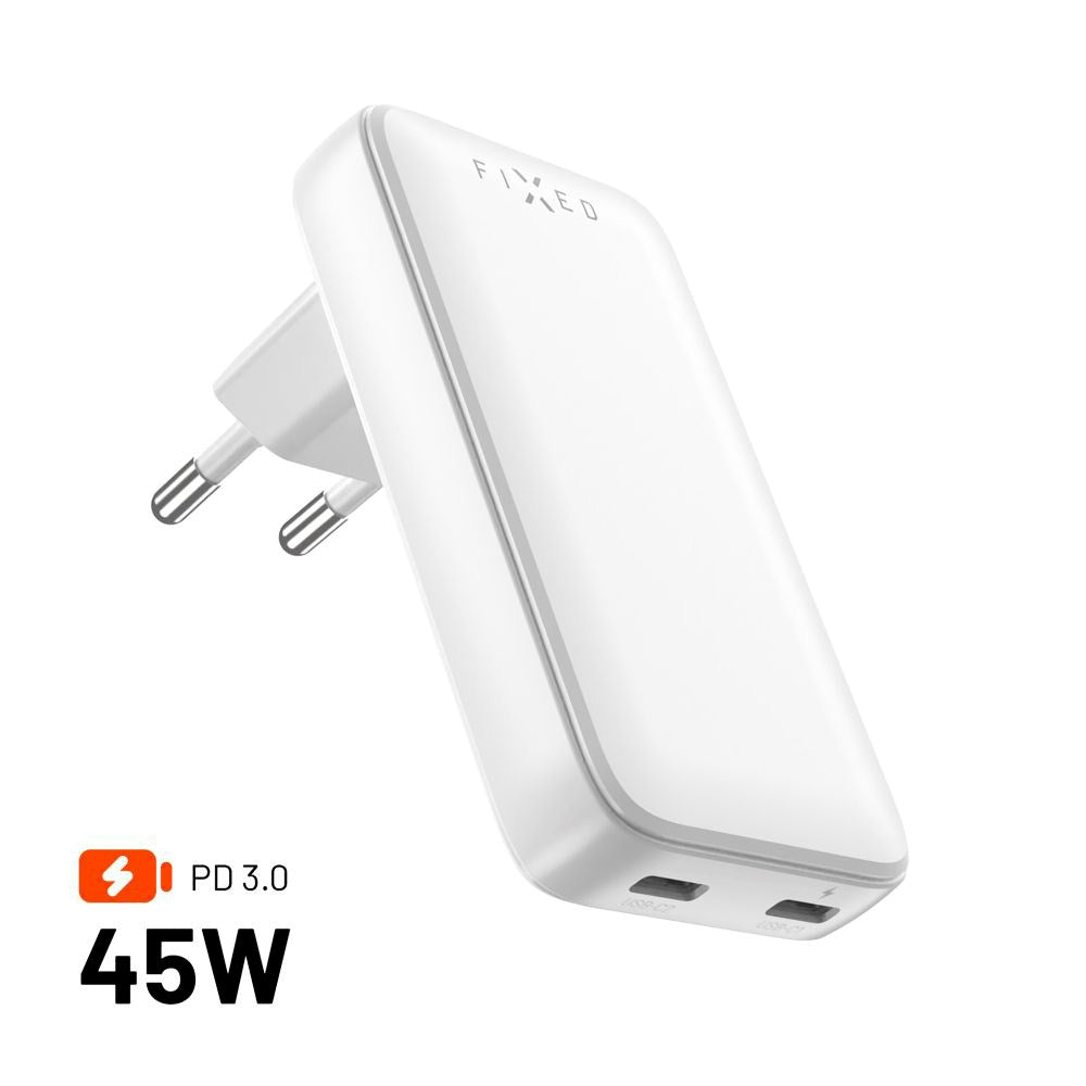 Fixed Slim GaN USB-C Lader - 2 Porter - Hurtiglading - Hvit