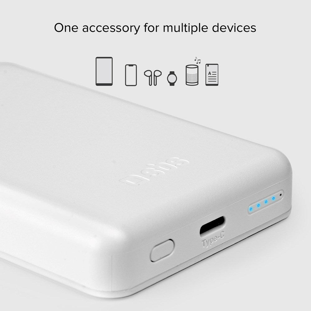 SBS Mag PowerBank 5000 mAh med USB-C og Trådløs Lading - Hvit