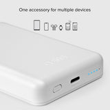 SBS Mag PowerBank 5000 mAh med USB-C og Trådløs Lading - Hvit