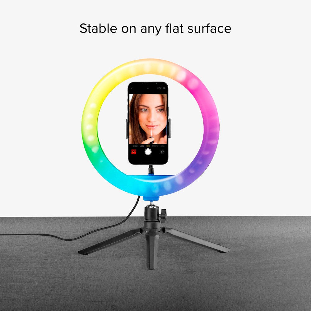 SBS Flerfarget LED Tripod Ring Light - Svart