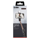 SBS Selfie Stick m. Innebygd LED & Tripod - Maks Mobil: 60 - 95mm - Svart
