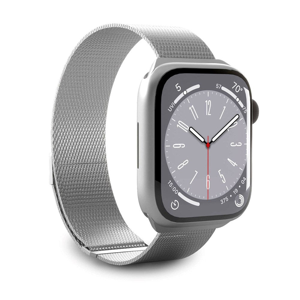 Apple Watch (38/40/SE/41/42mm) Puro MILANESE Rustfritt Stål Klokkerem - Argento