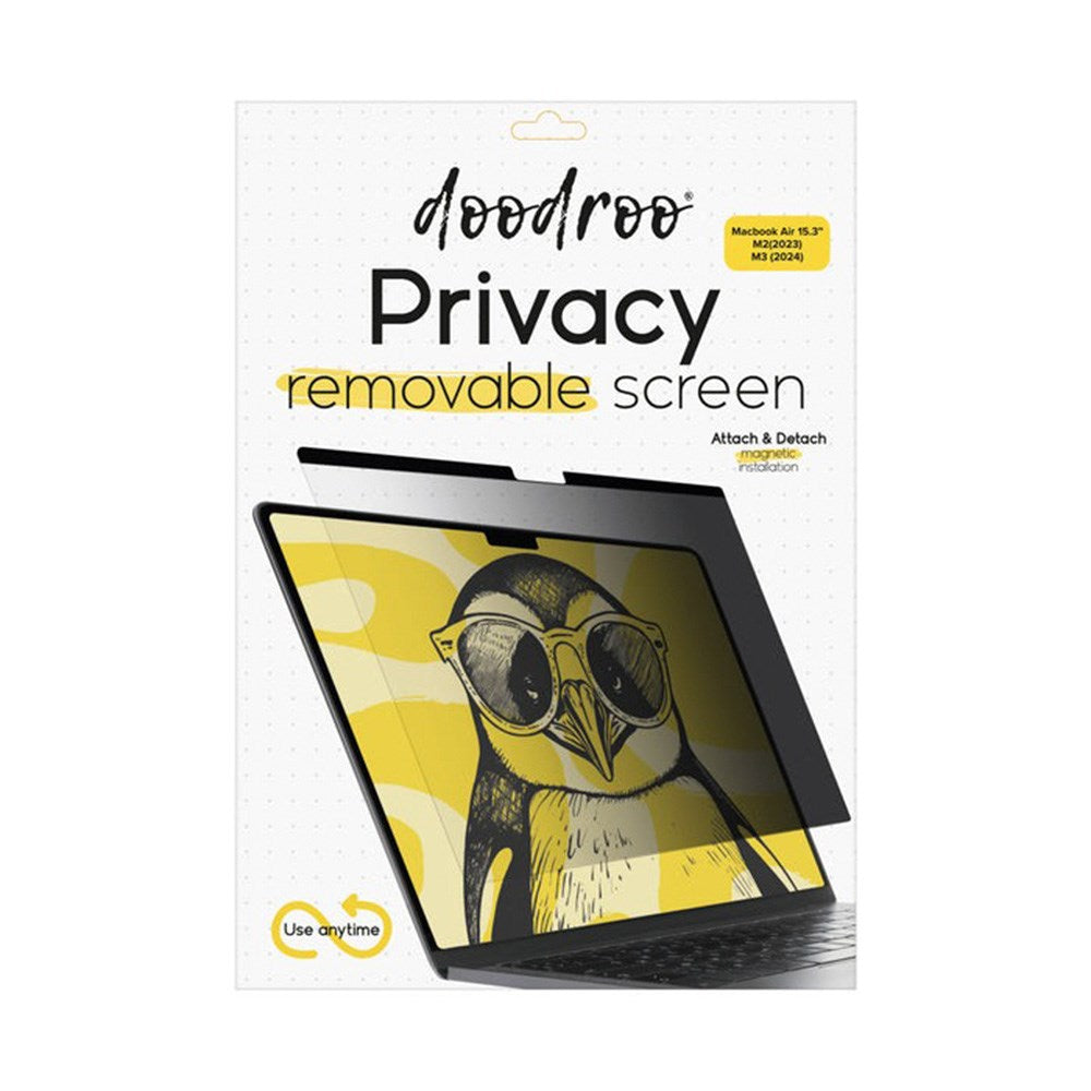 MacBook Air 15" M5/M4/M3/M2 (2026-2023) Doodroo Magnetisk Beskyttelsesfilm - Privacy - Gjennomsiktig
