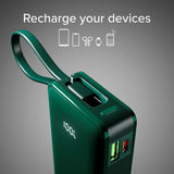 SBS - 20W LCD PowerBank m. 1x USB-A & 1x USB-C - 10.000 mAh - Grønn