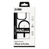 SBS iPhone 16 Pro Max Mag Frame Deksel - MagSafe Kompatibel - Gjennomsiktig / Svart