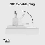 SBS 65W Flexi Sammenleggbar Vegglader m. 1x USB-A & 1x USB-C - Hvit