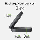 SBS Qi2 3-i-1 Foldbar Trådløs Lader - MagSafe Kompatibel - Svart