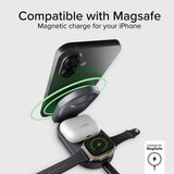 SBS Qi2 3-i-1 Foldbar Trådløs Lader - MagSafe Kompatibel - Svart