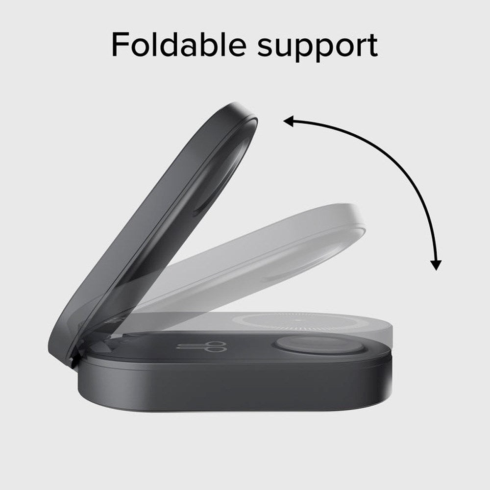 SBS Qi2 3-i-1 Foldbar Trådløs Lader - MagSafe Kompatibel - Svart