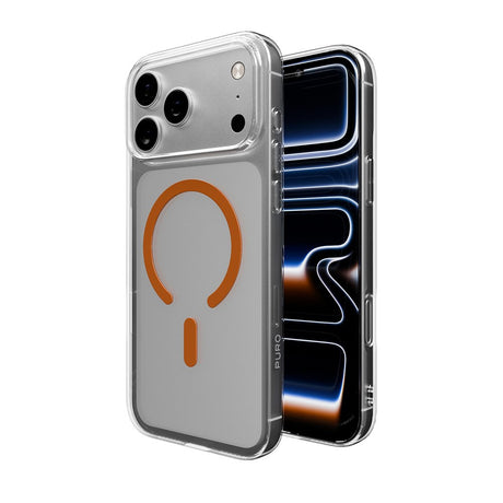 iPhone 17 Pro PURO LITE MAG Hybrid Deksel - MagSafe Kompatibel - Gjennomsiktig / Oransje