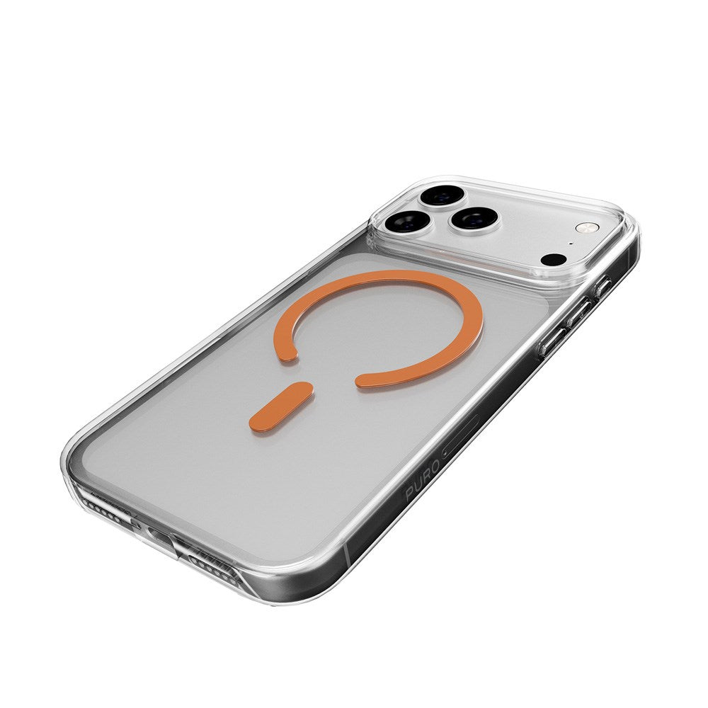iPhone 17 Pro Max PURO LITE MAG Hybrid Deksel - MagSafe Kompatibel - Gjennomsiktig / Oransje