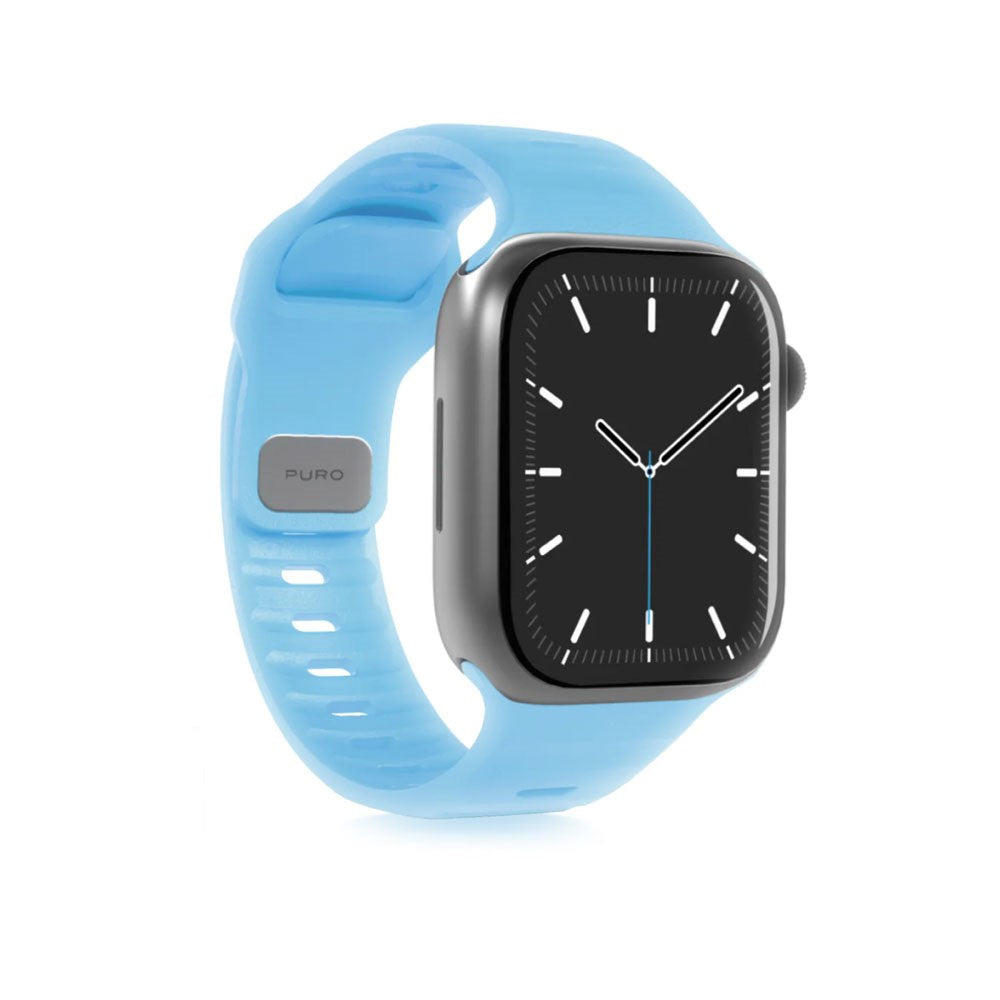 Apple Watch (42/44/SE/45/46/49mm) Puro GLOW Silikon Klokkerem - Light Blue