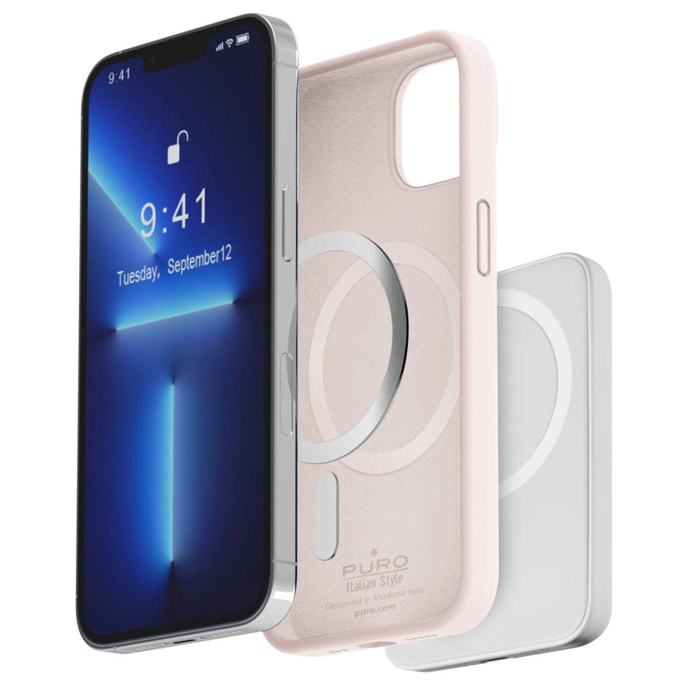 iPhone 14 Pro Max PURO ICON MAG Silikon Deksel - MagSafe Kompatibel - Rosa