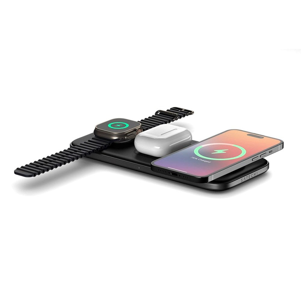 Satechi 3-i-1 Qi2 Trådløs Lader - MagSafe Kompatibel - Svart