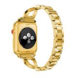 Apple Watch (38/40/SE/41/42mm) Stål Rem m. Rhinstenen - Gull