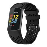 Fitbit Charge 6 / 5 Silikonrem med hull - Svart