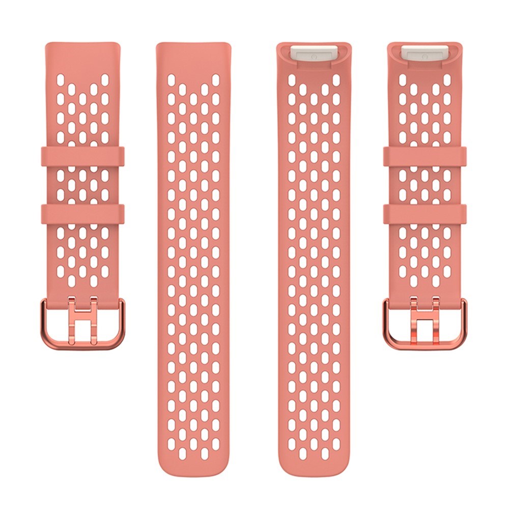Fitbit Charge 6 / 5 Silikonrem med hull - Rosa