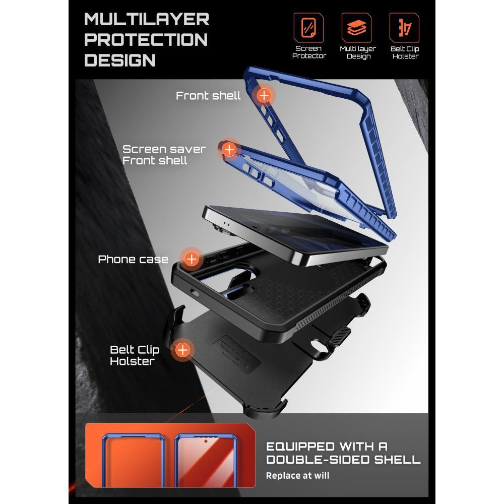 Samsung Galaxy S26 Ultra SUPCASE Unicorn Beetle Pro Mag Deksel m. 2x Front Ramme - MagSafe Kompatibel - Blå