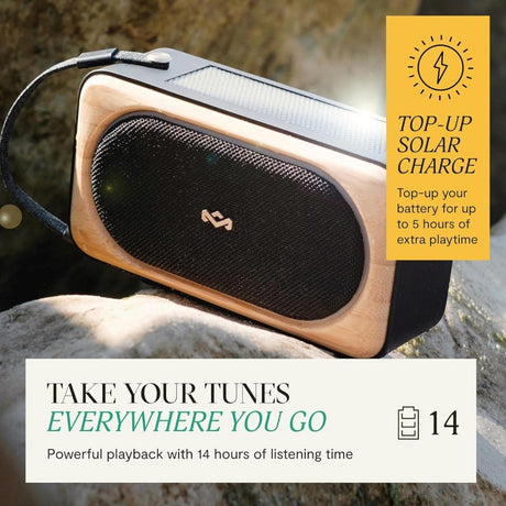 House of Marley Roots Solar Bluetooth Høyttaler - Svart / Lys Bambus