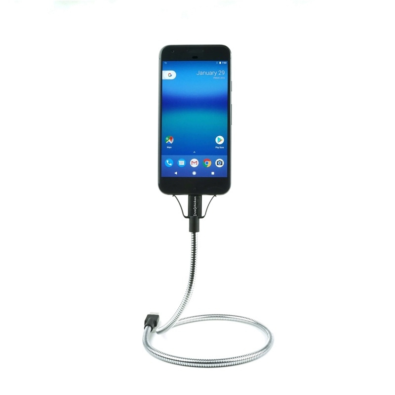 Fuse Chicken Frittstående USB-C-Kabel med Holdefunksjon - inkl. 2 x Klips - 0,6m - Sølv