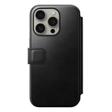 iPhone 15 Pro Nomad Modern Horween Leather Folio Deksel - MagSafe Kompatibel - Svart