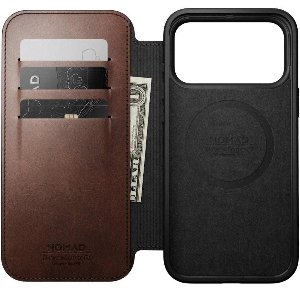 iPhone 18 Pro Nomad Modern Horween Leather Folio Case - MagSafe Kompatibel - Rustic Brown