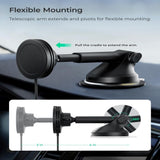 iOttie Velox Qi2 Mobilholder m. Trådløs Lader - Dashbord / Vindusrute - MagSafe Kompatibel - Svart
