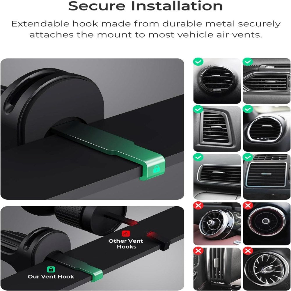 iOttie iTap 3 Mobilholder til Bilens Ventilasjon m. Magnetisk Ring - MagSafe Kompatibel - Svart