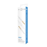 Fast AUX-Lydkabel med Mikrofon - 2 x 3,5 mm Minijack - 1 m - Hvit