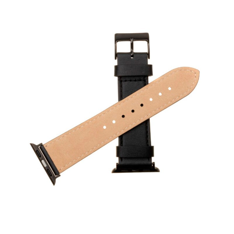 Apple Watch (38 / 40 / SE / 41 / 42mm) Fixed Ekte Skinn Rem - Svart