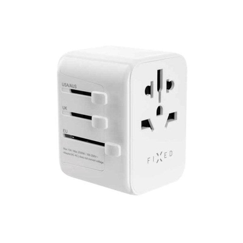 Fixed Universal Reise Adapter 30W EU / UK / USA / AUS - Hvit