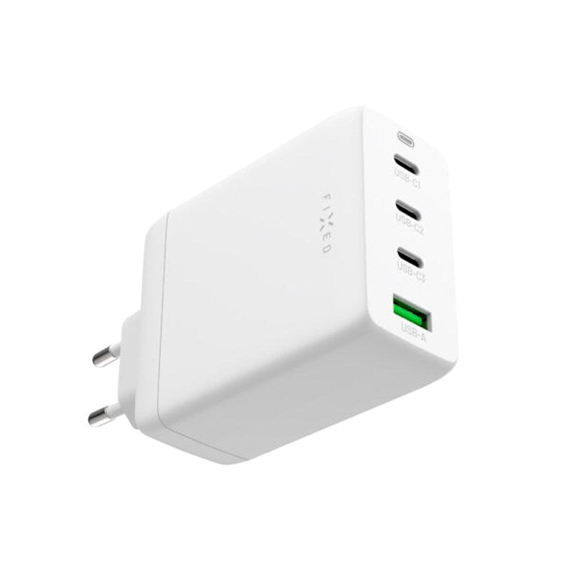 Fixed GaN 100W Vegglader m. 3x USB-C / 1x USB-A - Hvit
