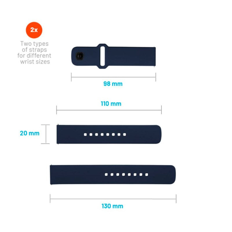 Fixed Universal Smartwatch Sporty Silikon Rem (20mm) - Blå