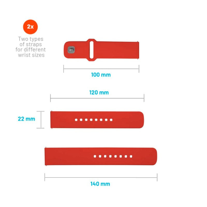 Fixed Universal Smartwatch Sporty Silikon Rem (22mm) - Rød