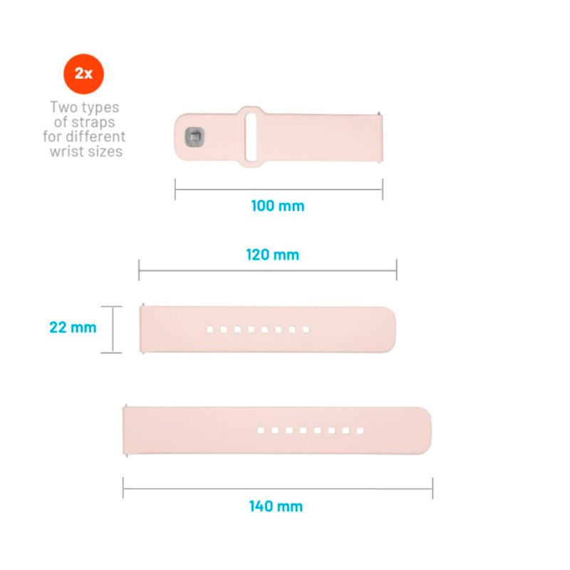 Fixed Universal Smartwatch Sporty Silikon Rem (22mm) - Rosa