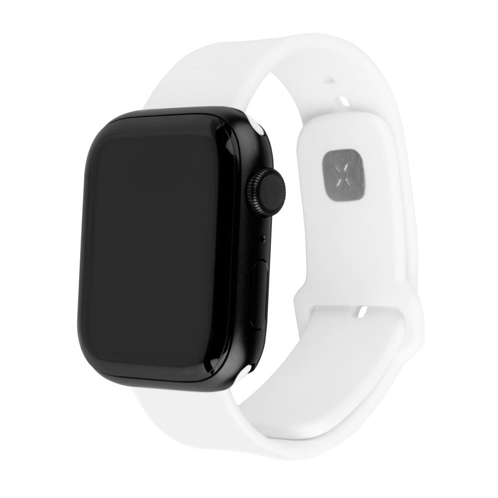 Fixed Apple Watch (42/44/SE/45/46mm) Sporty Silikonremsett - Hvit