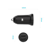 Fixed Mini Billader 2x USB-A / 1x Lightning Kabel 15W - 1m - Svart