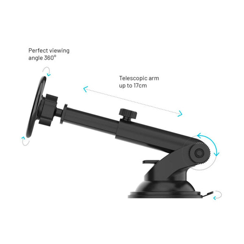 Fixed MagMount Magnetisk Telefonholder for Dashbord / Frontrute – MagSafe Kompatibel – Svart