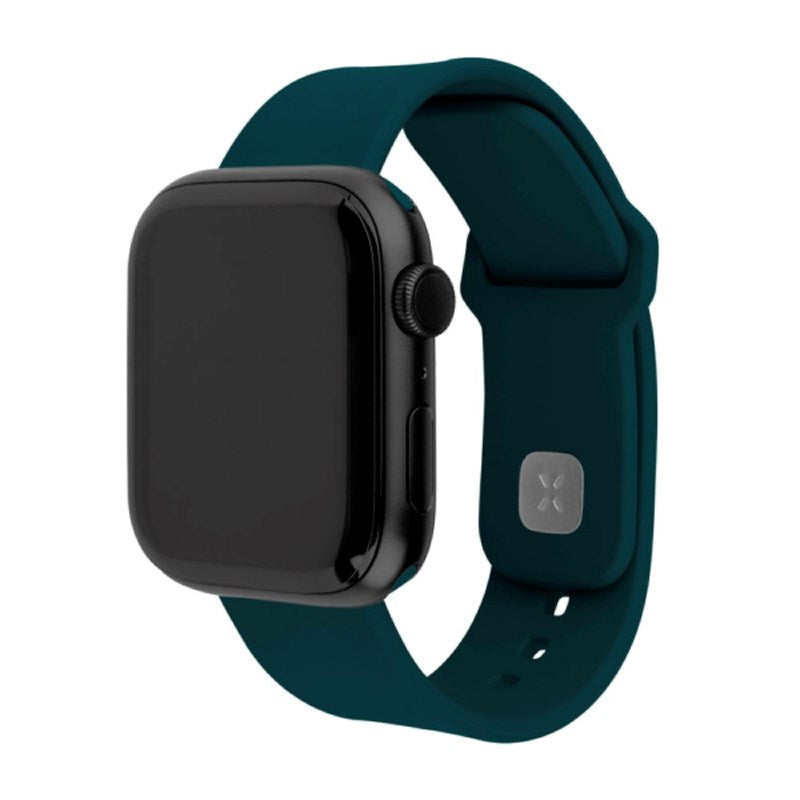 Apple Watch (42 / 44 / SE / 45 / 46 / 49mm) Fixed Sporty Silikon Rem Sett - Mørkegrønn