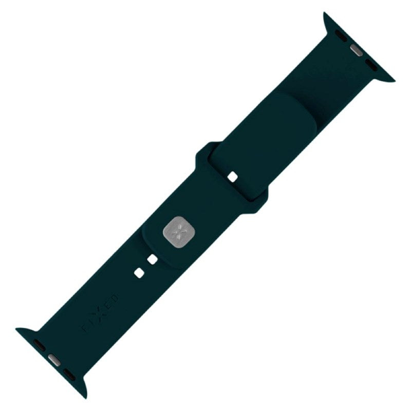 Apple Watch (42 / 44 / SE / 45 / 46mm) Fixed Sporty Silikon Rem Sett - Mørkegrønn