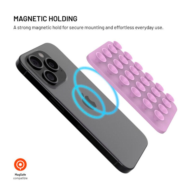 Fixed MagMate Mobilholder - Silikon Sugekopp - MagSafe Kompatibel - Rosa