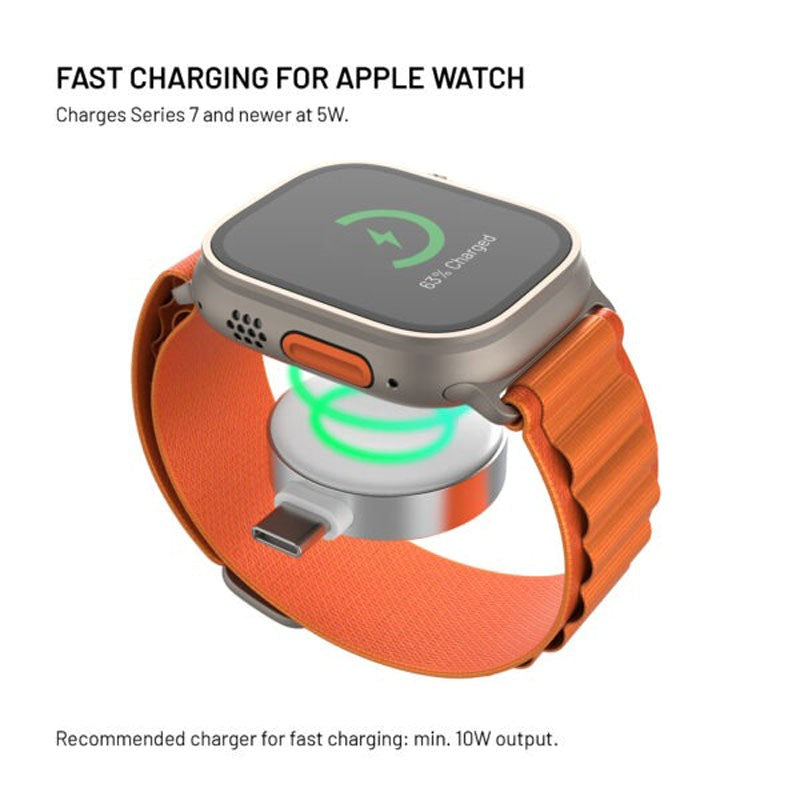 Fixed 5W Apple Watch Trådløs Lader med USB-C – Hvit