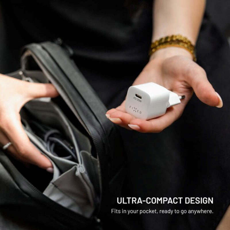 Fixed 20W Mini-Vegglader med USB-C & PD - Hvit