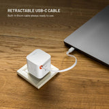 Fixed 65W USB-C Vegglader med Uttrekkbar USB-C Kabel – Hvit