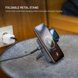 Fixed MagZen 5 20W Qi2 PowerBank m. Stativfunksjon & Apple Watch Lader - MagSafe Kompatibel - 5000 mAh - Grå